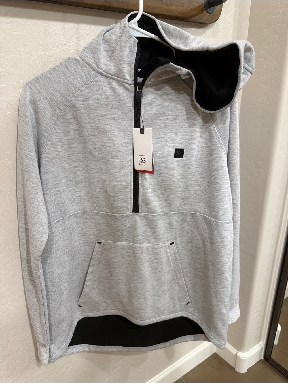 Women’s Light Gray Half-Zip Hooded Sweater - Performance Fleece